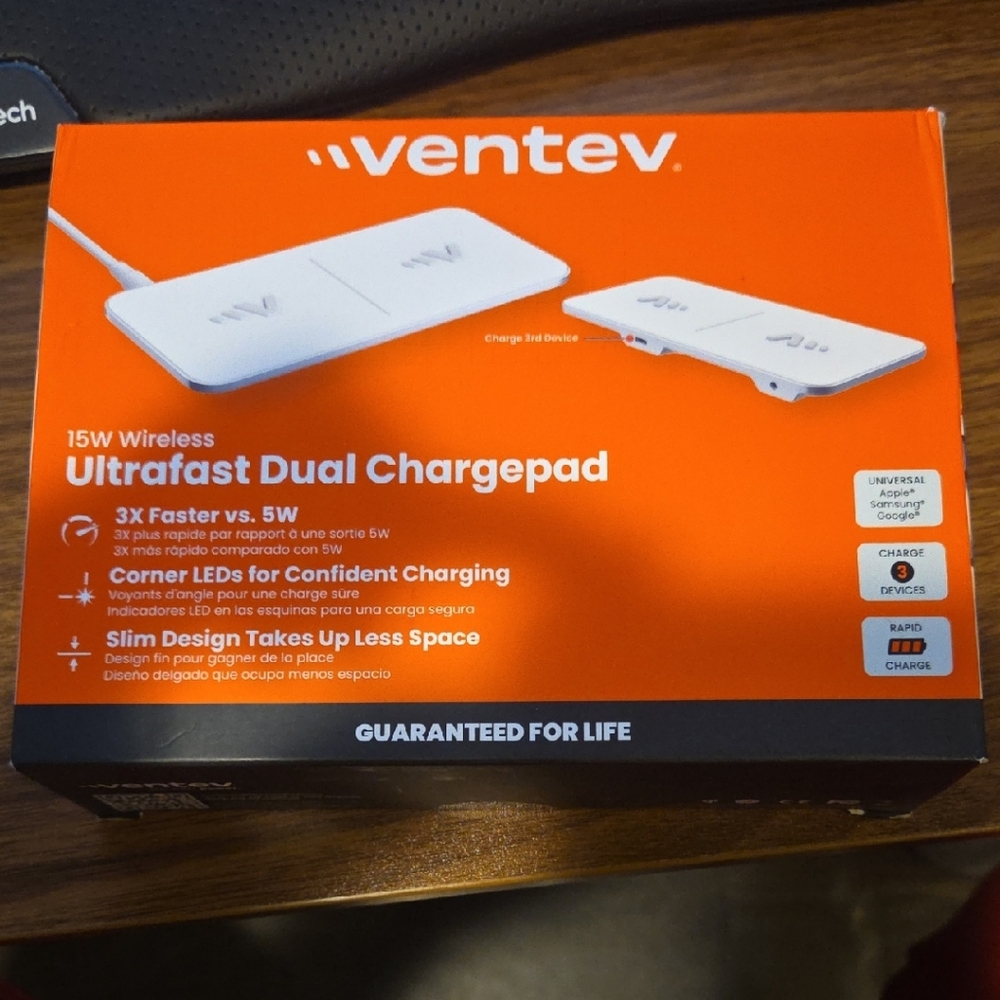 Ventev White Ultrafast Wireless Dual Chargepad